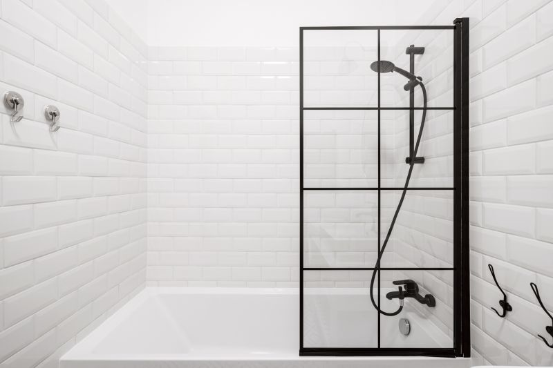 Glass Panel Shower with Black Hardware